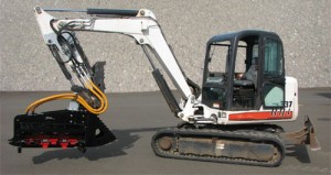 Brush Fox Flail Mower Mounted on a Bobcat